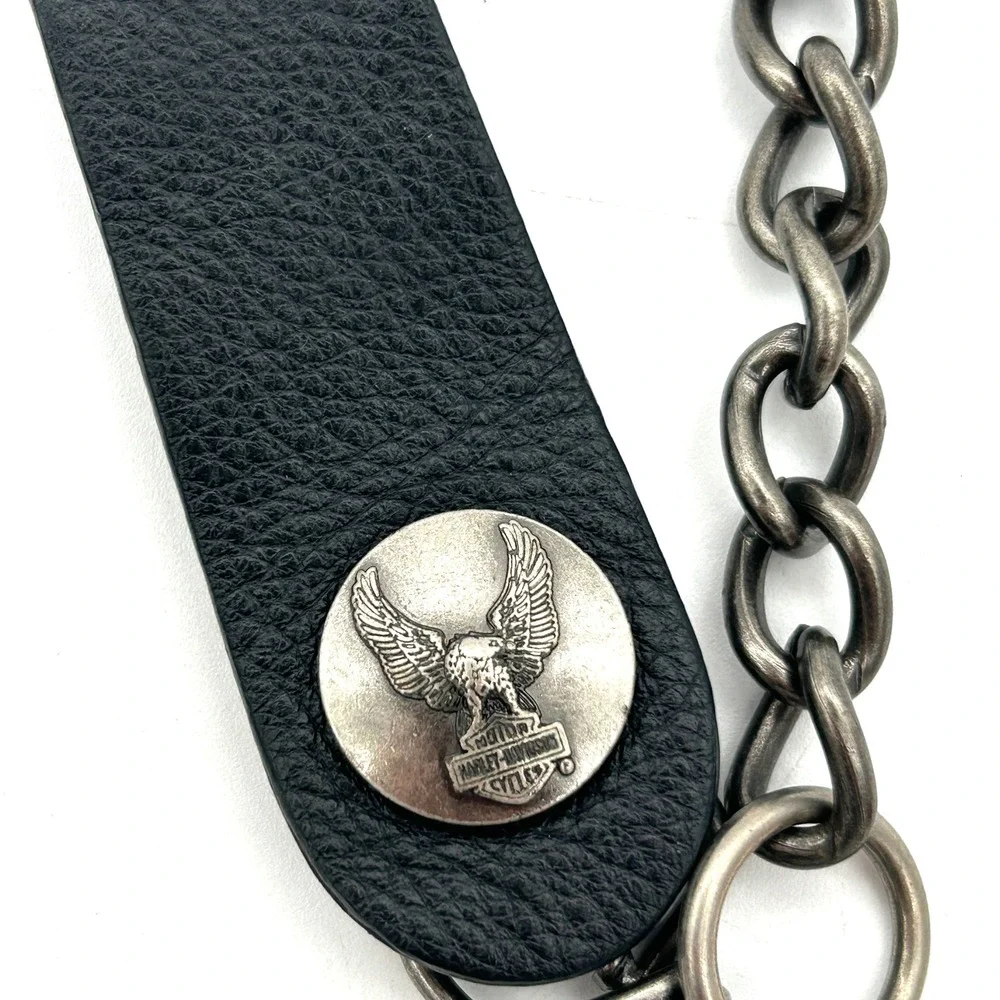 Harley-Davidson Wallet Leather Mens OS Black Excellent Biker Chain 97690-09VM